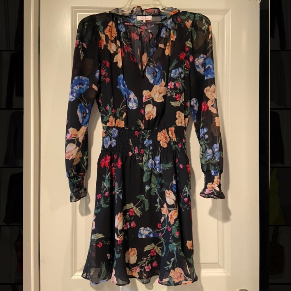 Parker Floral and ruffled mini dress size small